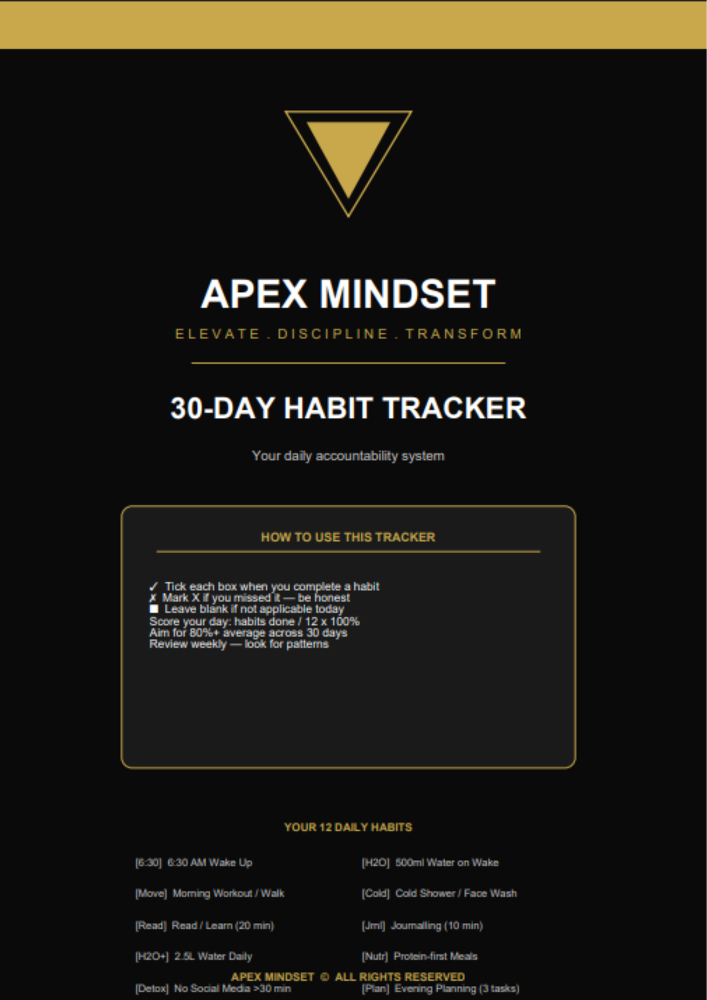 The Apex Protocol: The 30-Day Habit Tracker